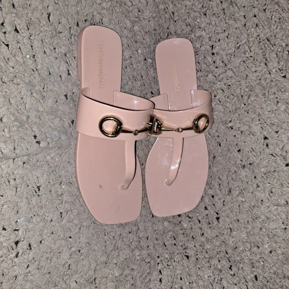 JEFFREY CAMPBELL-Annia-Beige Jelly Sandal Horse Bit-Sz 40/9-Near Mint - Picture 7 of 8